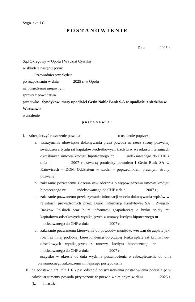 Zabezpieczenie roszczeń w sprawach kredytów indeksowanych/denominowanych